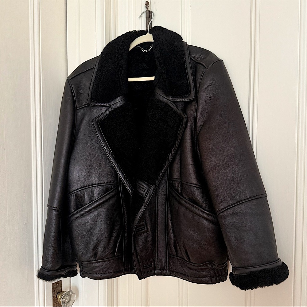 Shearling/leather biker-jacket made in Italy 🇮🇹